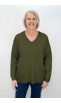 Amazing Woman Musch Olive  Penny Musch Olive Super Soft Knit V-Neck Jumper  