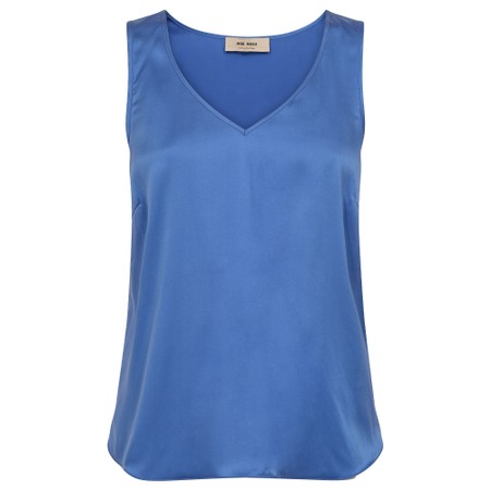 Mos Mosh Astrid V-Neck Ultramarine Silk Tank Top - Blue