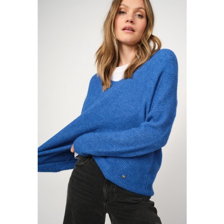 Mos Mosh Thora V-Neck Ultramarine Knit Jumper - Blue