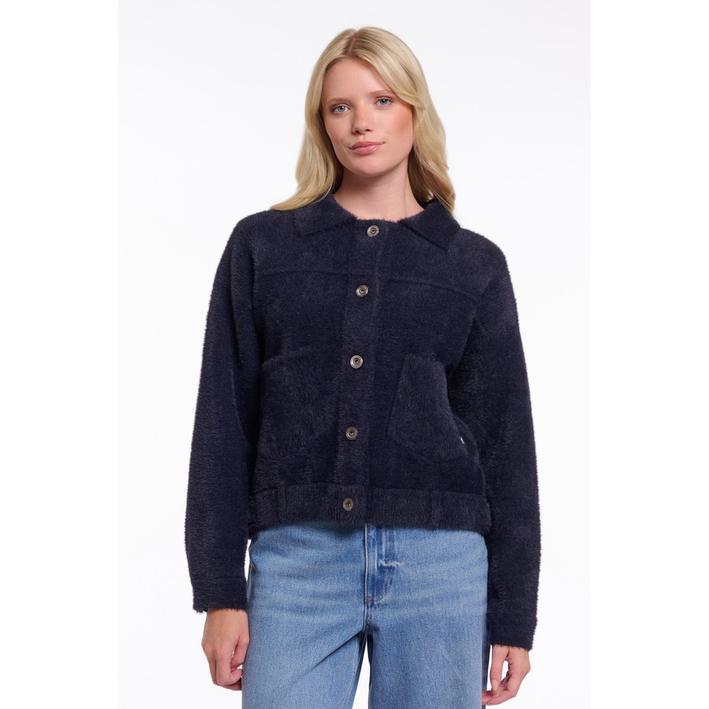 RINO AND PELLE Dark Navy Bubbly Boxy Jacket Dark Navy