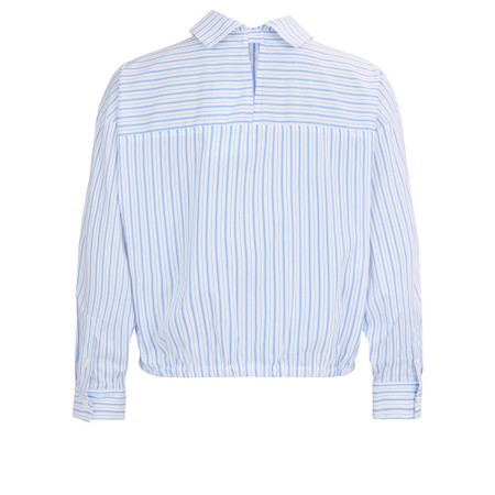 NOEN Blouson Stripe Cropped Shirt - Blue