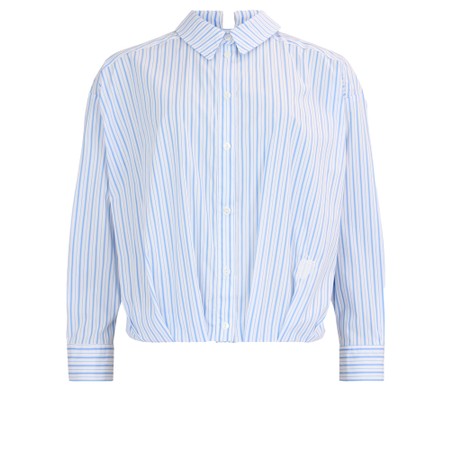 NOEN Blouson Stripe Cropped Shirt - Blue