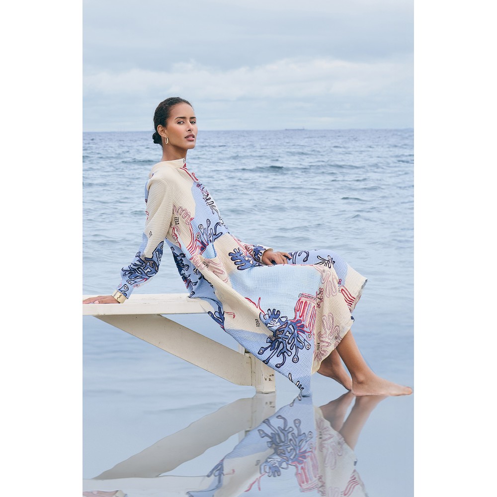 NOEN Abstract Printed Shirt Dress Blue 61