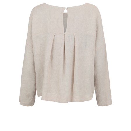 NOEN Embroidered Floral Linen Top - Beige