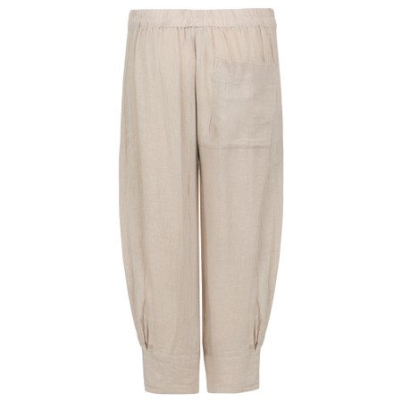 NOEN Embroidered Floral Linen Trouser - Beige