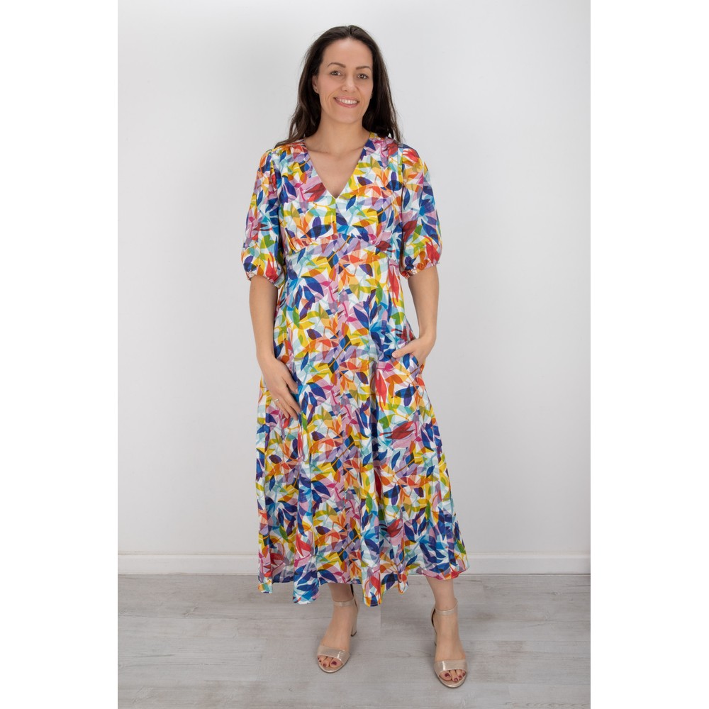 Foil Empire-ly Yours Printed Leaf Dress Printed Leaf