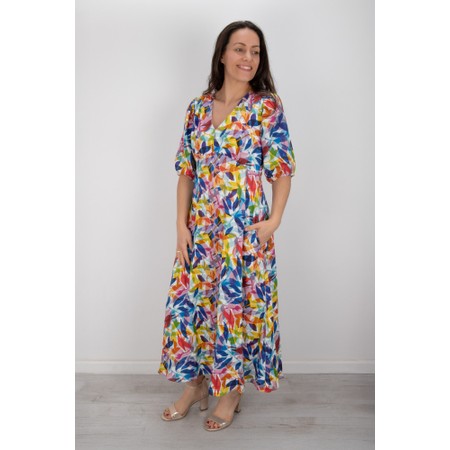 Foil Empire-ly Yours Printed Leaf Dress - Green