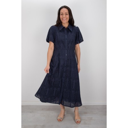 Foil Navy Pineapple Cut Above Dress - Blue