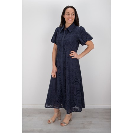 Foil Navy Pineapple Cut Above Dress - Blue