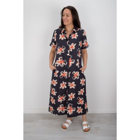 Foil Advanced Interaction Flower Doodle Dress - Blue