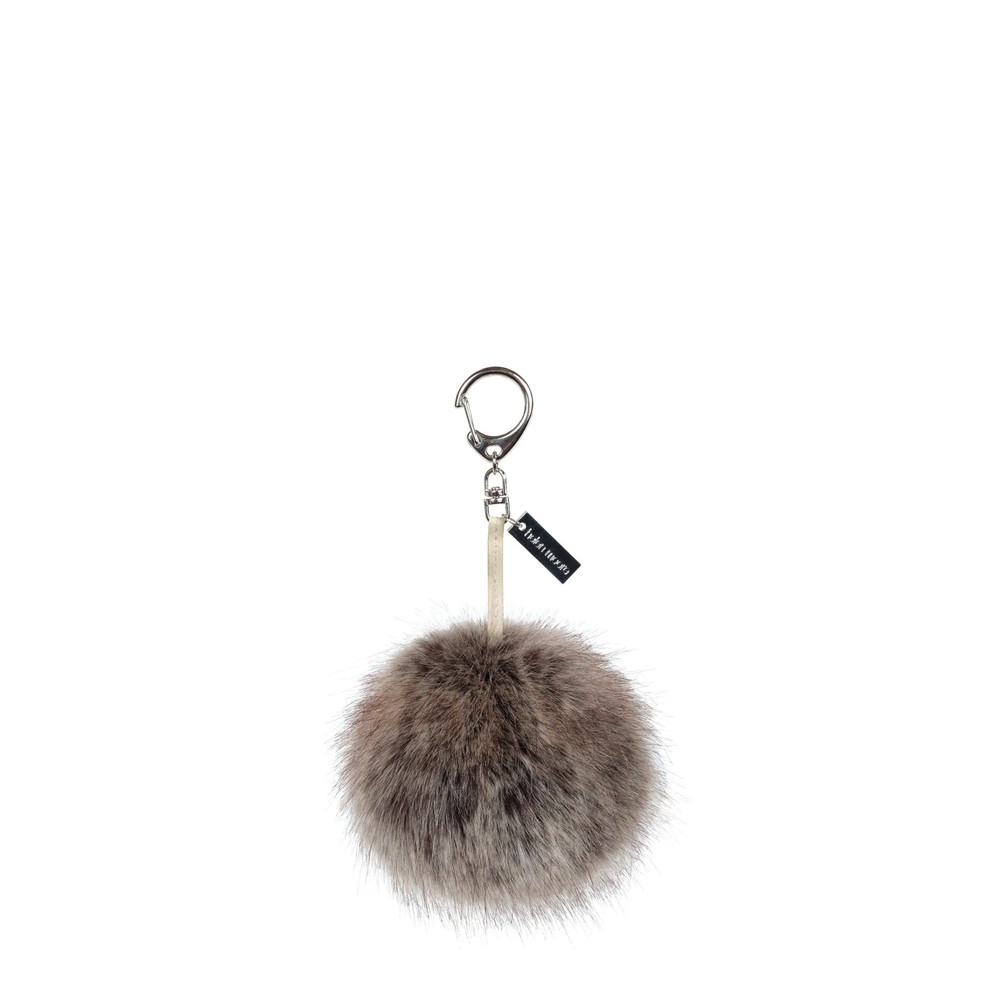 Helen Moore Faux Fur Pom Pom Key Ring Truffle
