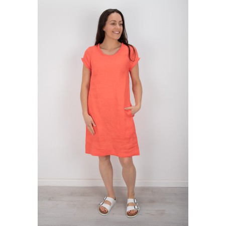 Foil Festival Melon Linen Dress - Orange