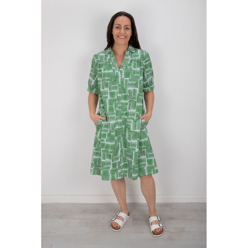 Foil Thats The Spirit Button Up Lush Leaves Print Dress Lush Leaves