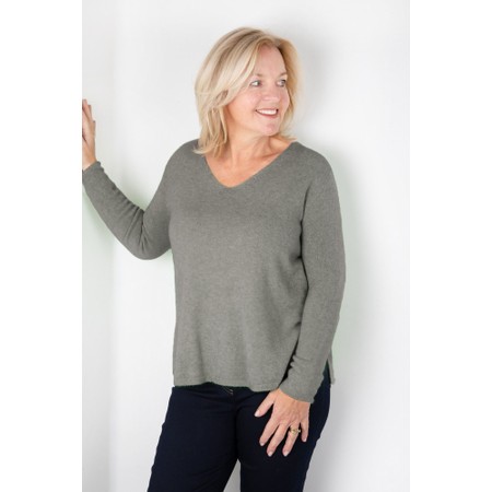 Amazing Woman Perrie Grey Marl V Neck Jumper - Grey