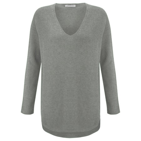 Amazing Woman Perrie Grey Marl V Neck Jumper - Grey