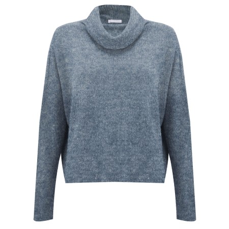 Amazing Woman Jannie Denim Supersoft Cowl Boxy Knit - Blue