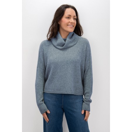 Amazing Woman Jannie Denim Supersoft Cowl Boxy Knit - Blue