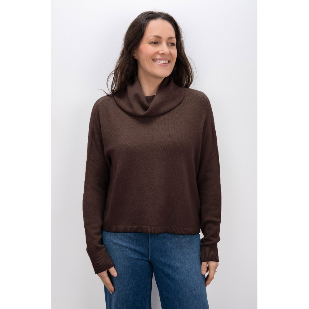 Amazing Woman Jannie Espresso Supersoft Cowl Boxy Knit Espresso