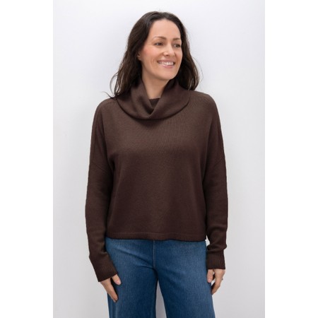 Amazing Woman Jannie Espresso Supersoft Cowl Boxy Knit - Brown
