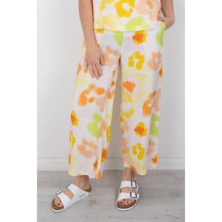 Foil It's Only Natural Posh Petal Linen Printed Pant - Yellow