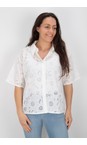 Foil White Flower Sweet Stitch Shirt  