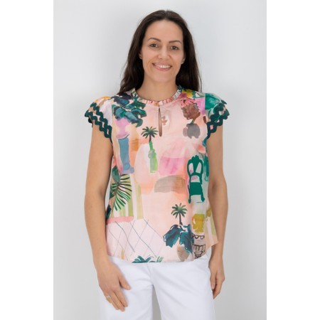 Foil Swell Times Atrium Top - Multicoloured