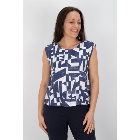 Foil It's Only Natural Best Angle Linen Print Top - Black