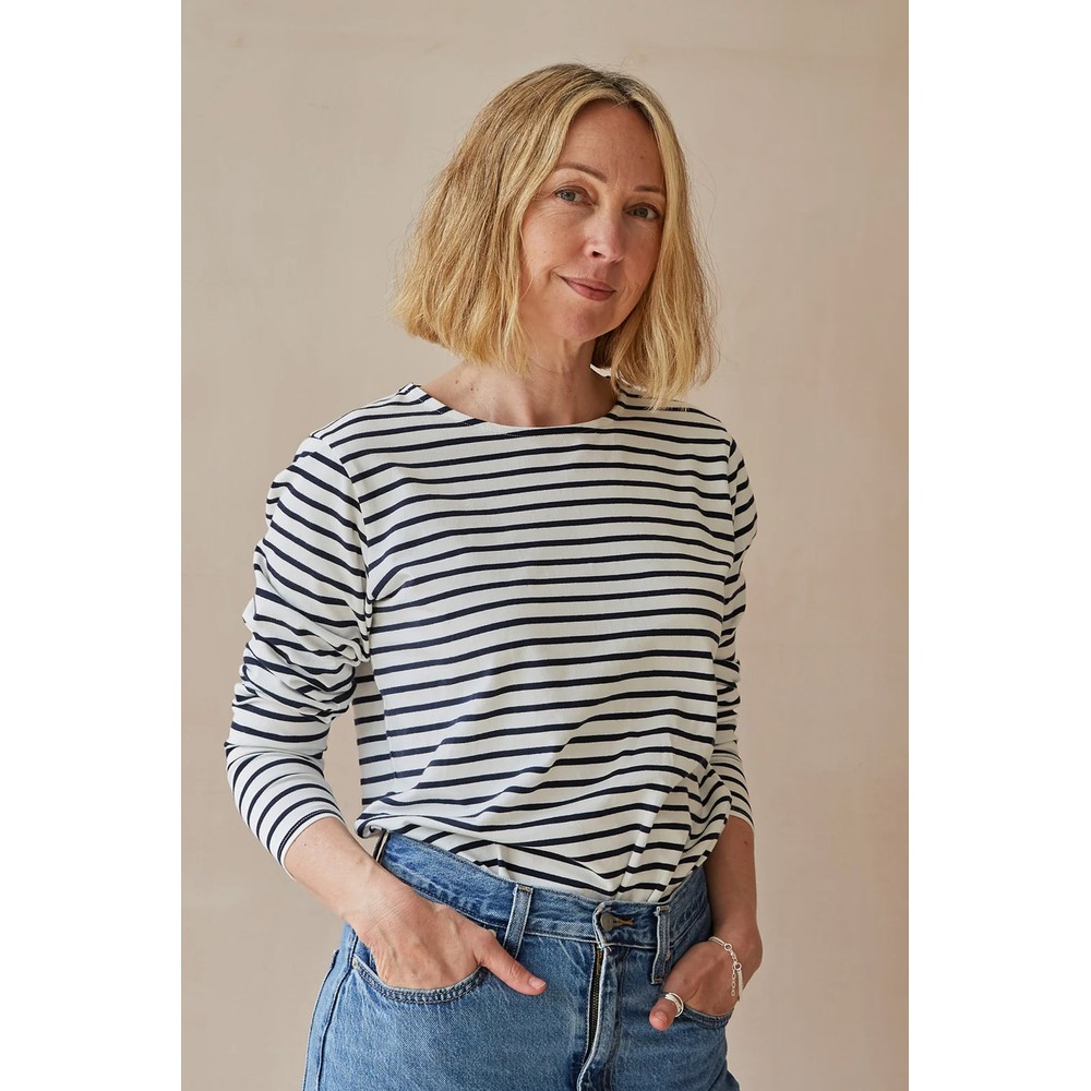 Chalk Fleur Navy And Cream Stripe T Shirt Navy / Cream