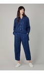 Sahara Denim Dark Denim Diamond Patchwork Print Bubble Trousers  