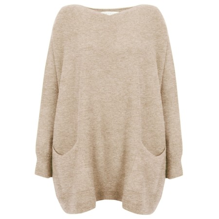 Amazing Woman Caryf X Round Neck Oversized Jumper - Beige
