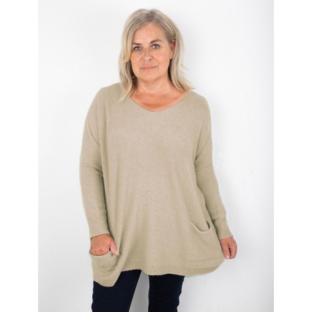 Amazing Woman Caryf X Round Neck Oversized Jumper - Beige