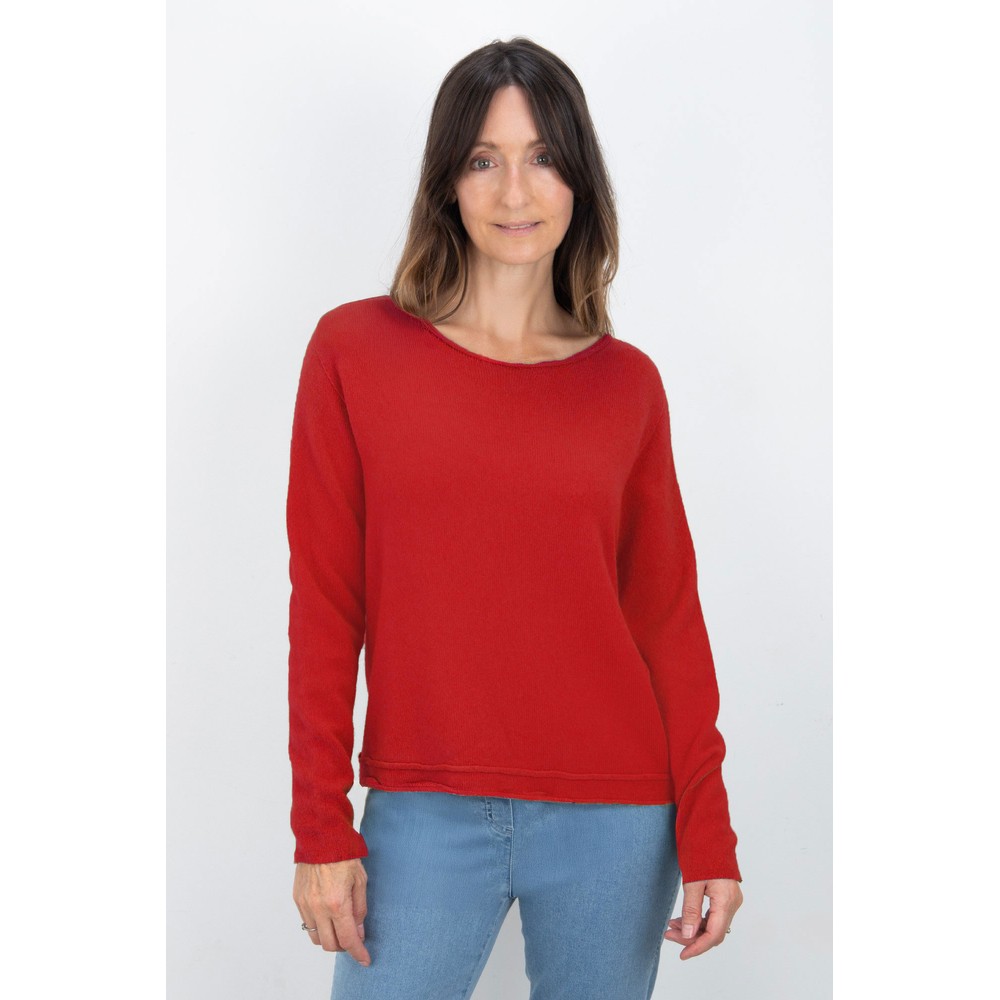 Amazing Woman Chloe Supersoft Roll Hem Boxy Knit True Red