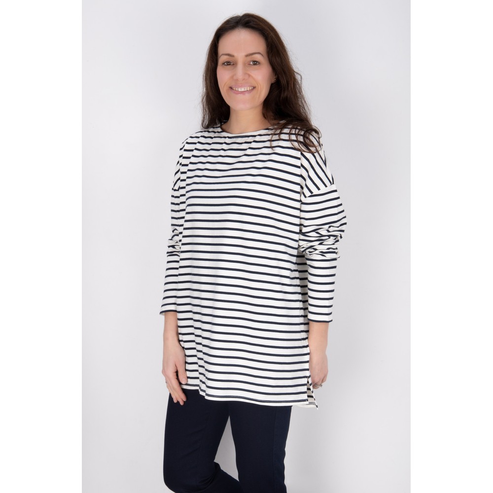 Chalk Bryony X Navy And Cream Stripe Top Navy / Cream