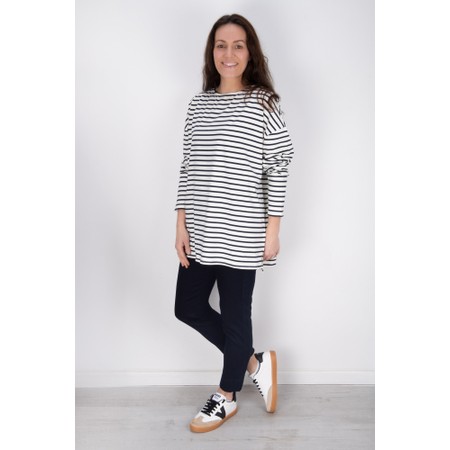 Chalk Bryony X Navy And Cream Stripe Top - Blue