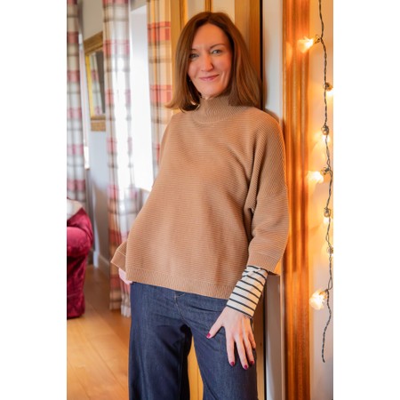 Chalk Vicki Cotton Dark Tan Rib Jumper - Brown