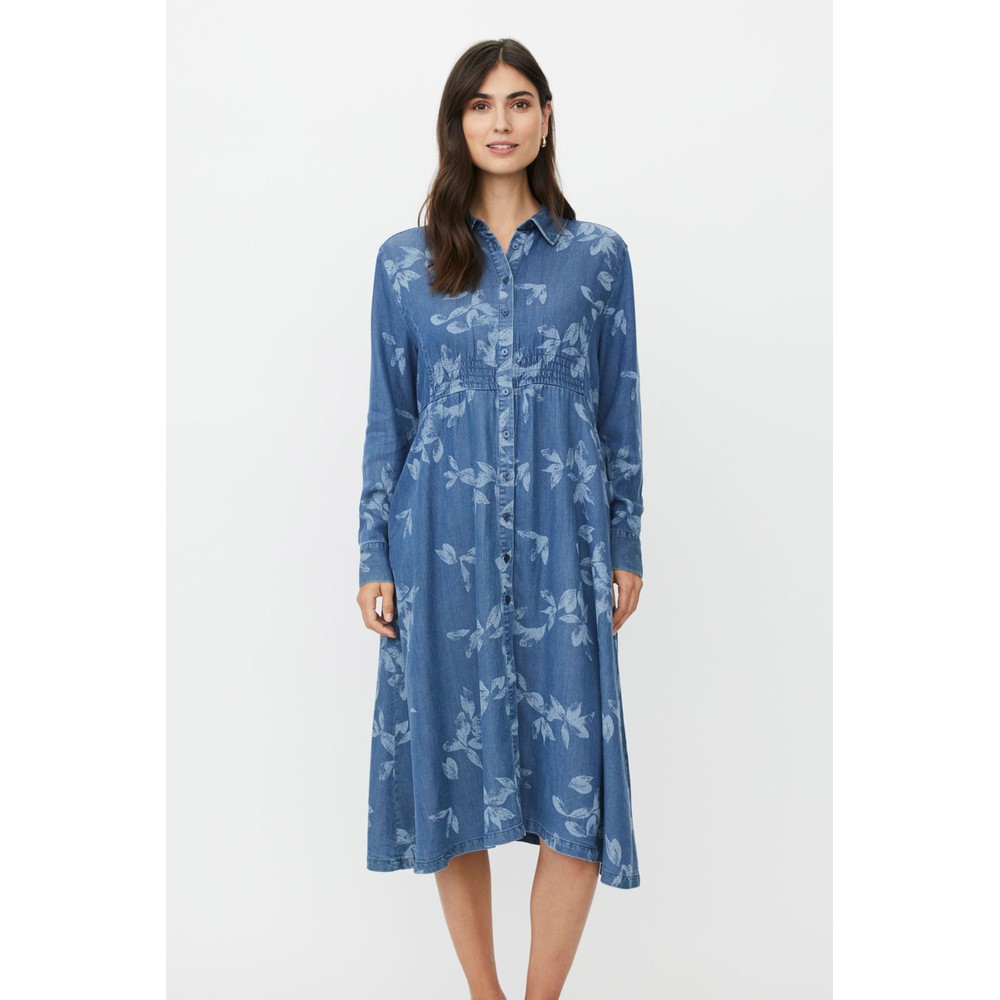 Masai Clothing MaNorvinu Denim Lazer Print Dress Blue Denim