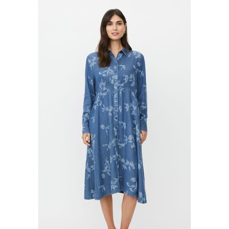Masai Clothing MaNorvinu Denim Lazer Print Dress - Blue