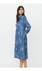 Masai Clothing Blue Denim MaNorvinu Denim Lazer Print Dress  