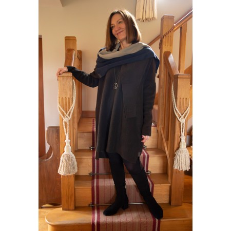 Henriette Steffensen V-Neck Fleece Chokolate Tunic With Necklace - Brown