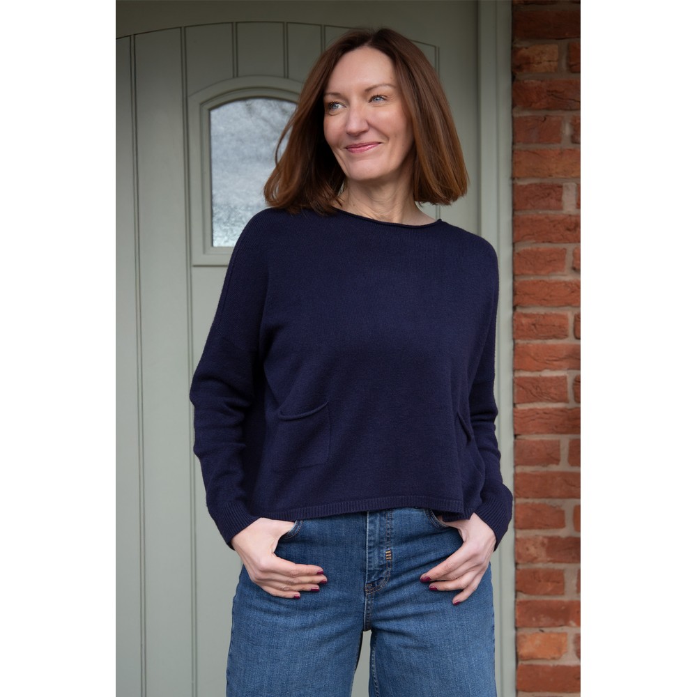 Amazing Woman Jodie Navy Front Pocket Supersoft Knit Jumper Navy