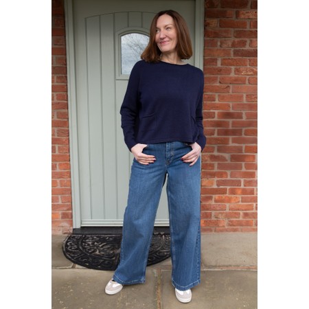Amazing Woman Jodie Navy Front Pocket Supersoft Knit Jumper - Blue