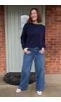 Amazing Woman Navy Jodie Navy Front Pocket Supersoft Knit Jumper  