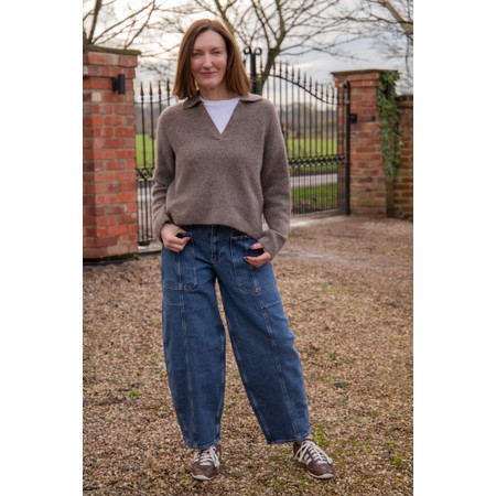 Mos Mosh Rosy Galleon Dark Blue Barrel Leg Jean - Blue