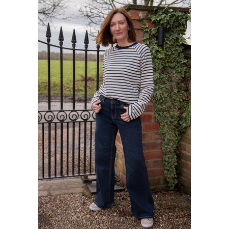 Mos Mosh Dara Dark Blue Hera Wide Leg Jean - Blue