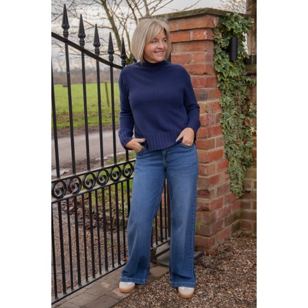 Mos Mosh Dara Deco Wide Leg Mid Blue Jean - Blue