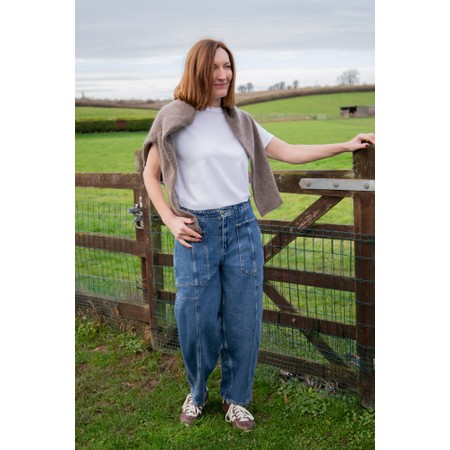 Mos Mosh Rosy Galleon Dark Blue Barrel Leg Jean - Blue