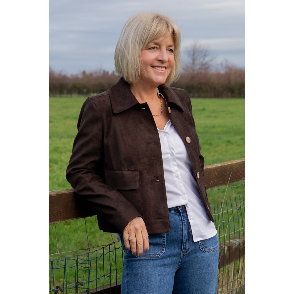 Robell Hilda Dark Brown Faux Suede Jacket Dark Brown 39