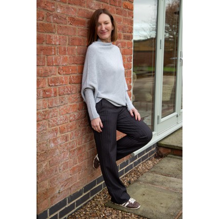 Robell Britt Pinstripe Wide Leg Trouser - Grey