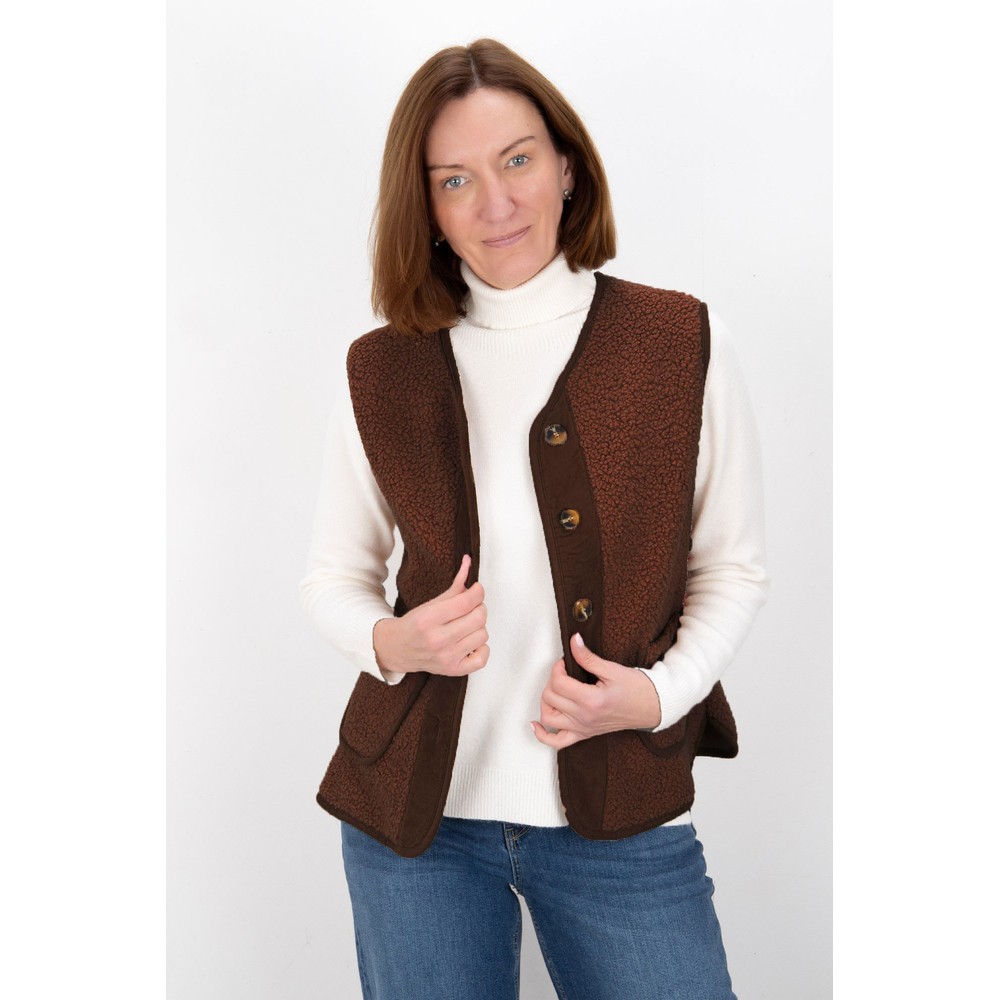 Amazing Woman Teddy Borg Dark Chocolate Fleece Gilet Dark Chocolate
