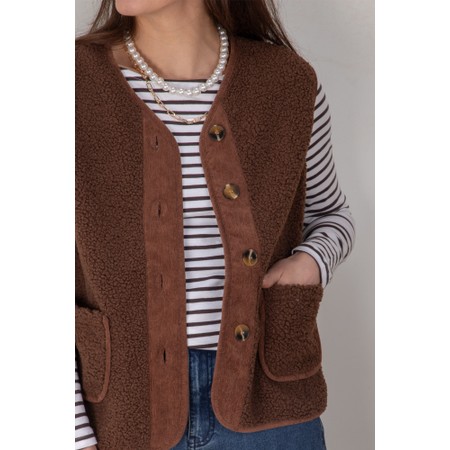 Amazing Woman Teddy Borg Dark Chocolate Fleece Gilet - Brown